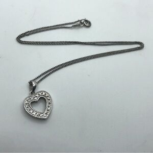STERLING Silver White Cz Heart Pendant w 925
Chain 15" + 20mm Total Pendant